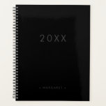 Agenda Moderno Simples, Tudo Preto Personalizado<br><div class="desc">Planeador Personalizado Preto Moderno Simples</div>