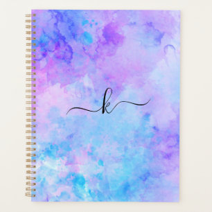 Agenda Molas de Aquarelas de Púrpura e Turquesa