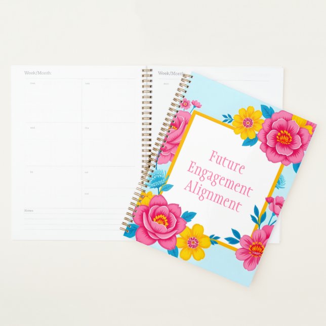 Agenda Moldura Floral com Flores Vibrantes (Exibição)