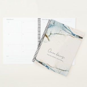 Agenda Molho de Abstrato com Cor de Água Azul Dourada Bea