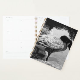 Agenda Momento Silencioso em Preto e Branco perto do Lago