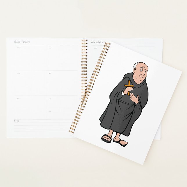 Agenda Monge segurando cruz em roupa medieval religiosa (Criador carregado)