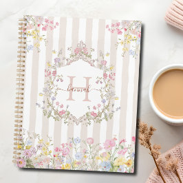 Agenda Monogram Colorful Floral Rococo Style Stripes