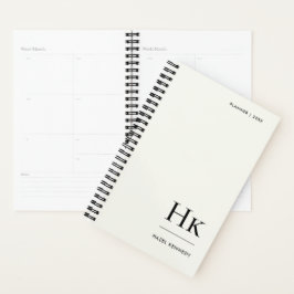 Agenda Monogram Simple Elegant Minimal Ivory Personalized