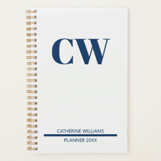 Agenda Monograma Azul Marinho Personalizado