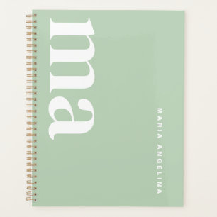 Agenda Monograma Bonito Nome Escola Verde
