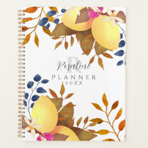 Agenda Monograma Branco Chic Limão