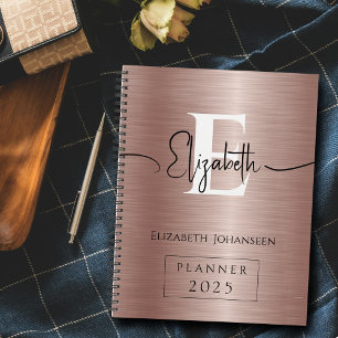 Agenda Monograma branco de metal Dourado e Elegante, com 