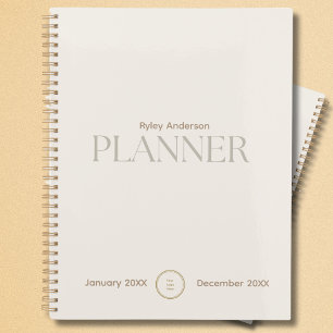 Agenda Monograma branco e Dourado de logotipos para empre