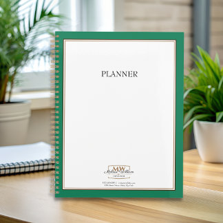 Agenda Monograma branco verde simples