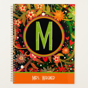 Agenda Monograma Cheio Nome Personalizado Professor Flora