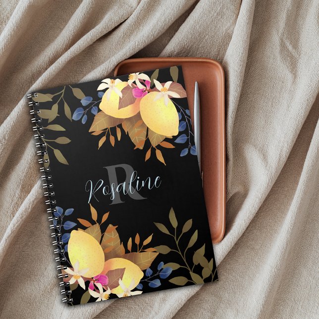 Agenda Monograma Chic Lemon Preto (Criador carregado)