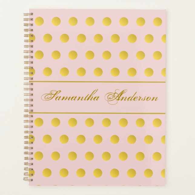 Agenda Monograma Chic Pink Dourado Name Planner (Frente)