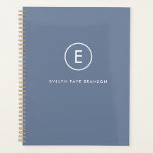 Monograma Cinza azul Mínimo Nome Inicial Simples