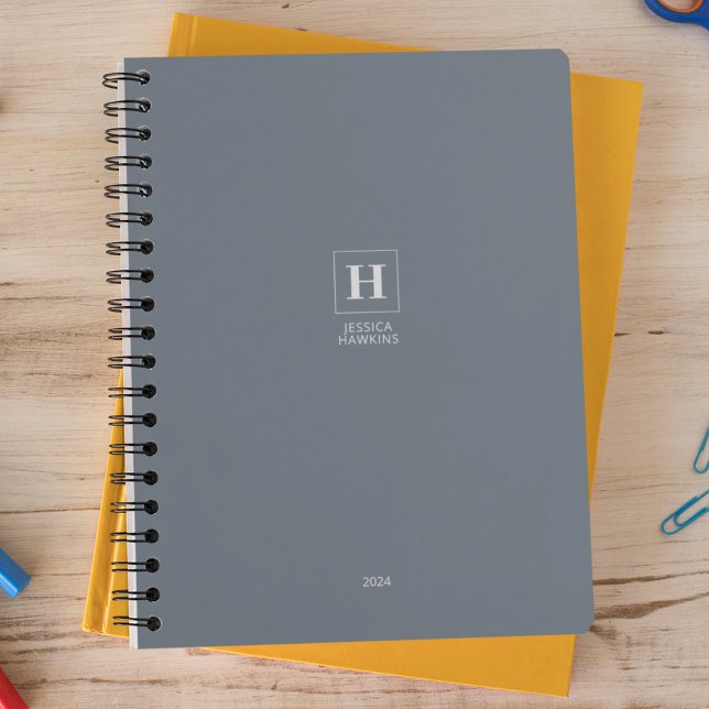 Agenda Monograma Clássico Dusty Blue Semanal (Criador carregado)