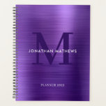 Agenda Monograma Clássico Violeta Metálico Bruto Simples<br><div class="desc">Planeador de Monograma Clássico Violeta Metálico Simples e Bruto</div>