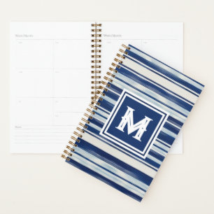 Agenda Monograma com risca azul e branca