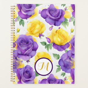 Agenda Monograma Cor d'água Cor amarela púrpura rosa rosa