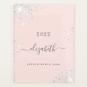 Agenda Monograma da relva cor-de-rosa-claro dourado com b