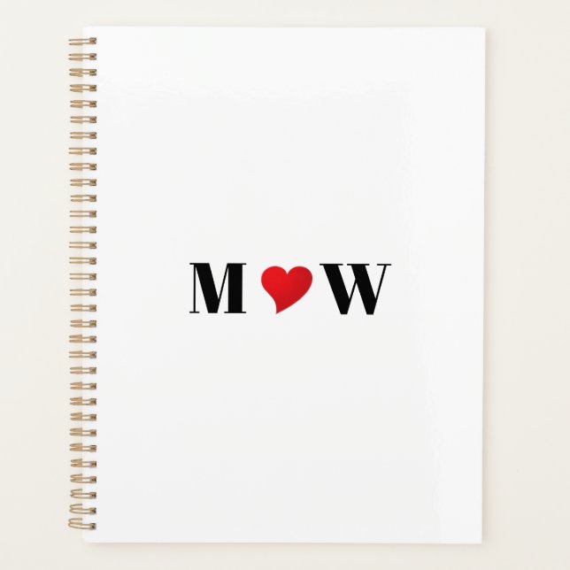 Agenda Monograma das iniciais personalizadas do casal, de (Frente)