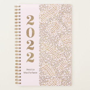 Agenda Monograma de 2022 anos, Dourado Confetti Cor-de-ro