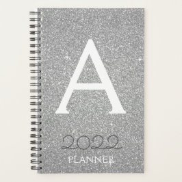 Agenda Monograma de 2022 Silver Glitter Sparkle