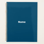 Agenda Monograma de ano de texto personalizado azul-lacre<br><div class="desc">Texto personalizado,  nome,  ano,  iniciais,  monograma simples e elegante Planner personalizado. Texto branco personalizado sobre fundo de cor simples azul-lacrimejante.</div>
