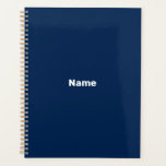 Agenda Monograma de ano de texto personalizado azul-marin<br><div class="desc">Texto personalizado azul marinho minimalista,  nome,  ano,  iniciais,  simples e elegante Planejador personalizado. Texto branco personalizado sobre fundo de cor simples azul-marinho.</div>