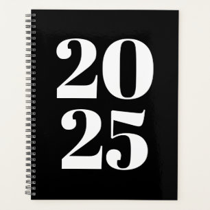 Agenda Monograma de ano personalizado branco preto
