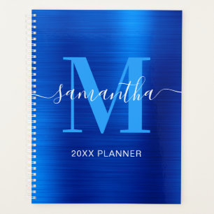 Agenda Monograma de Assinatura Azul Real Metálico 2027
