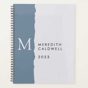 Agenda Monograma de Bloco de Cores de Borda Branco Dusty