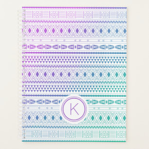 Agenda Monograma de Boho Azul Roxo