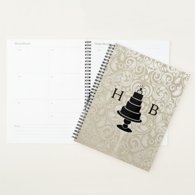 Agenda Monograma de Bolo de Casamento (Exibição)