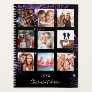 Agenda Monograma de colagem de fotos da família púrpura p