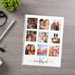 Agenda Monograma de colagem personalizada branco 2025<br><div class="desc">Faça sua própria colagem de fotos da família como presente ou para você mesmo. Use quatro, 9 das suas fotos favoritas de sua família, amigos, destino de viagem de sonho ou animal de estimação! Personalize e adicione um nome e sua letra monográfica. O nome é escrito com um moderno estilo...</div>