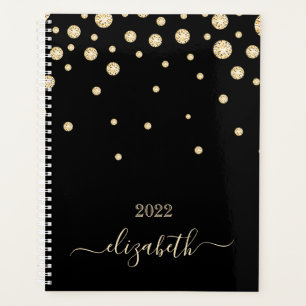 Agenda Monograma de diamantes em ouro preto 2022