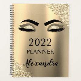 Agenda Monograma de Eyelashes Glitter Sparkle Dourado 202