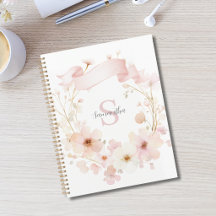 Monograma de Floral Rosa em Aquarela 