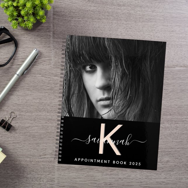 Agenda Monograma de foto de pêssego preto 2026 (Criador carregado)