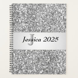 Agenda Monograma de Glitter Glam Silver Girly Monograma d