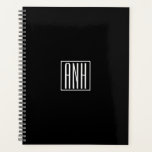 Agenda Monograma de Iniciais | Branco A Preto<br><div class="desc">Clássico, mínimo e moderno.</div>