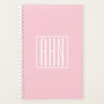 Agenda Monograma de Iniciais | Rosas claro Brancas<br><div class="desc">Rosa claro suave com seu monograma personalizado... otimizado e moderno.</div>