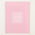 Agenda Monograma de Iniciais | Rosas claro Brancas<br><div class="desc">Rosa claro suave com seu monograma personalizado... otimizado e moderno.</div>