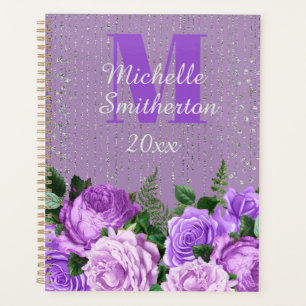Agenda Monograma de Lâmpada Floral Elegante 