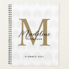 Agenda Monograma de Leaf Leaf Leaf Dourado Anahaw White C