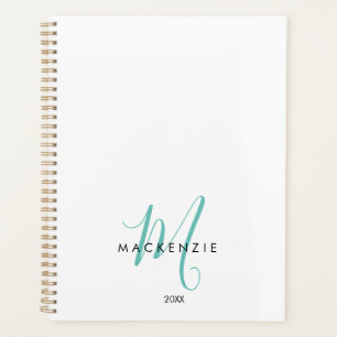 Agenda Monograma de Letra Branca Moderna Elegante