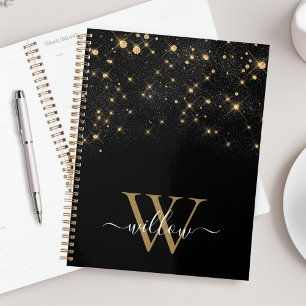 Agenda Monograma de Luxo Elegante Elegante com brilho Dou