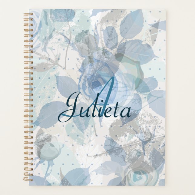 Agenda Monograma de luxo pastel rosa (Frente)