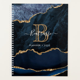 Agenda Monograma de Marinho de Geodo Azul Dourado