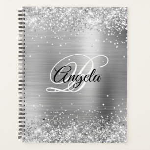 Agenda Monograma de metal com flecha fina de prata reluze